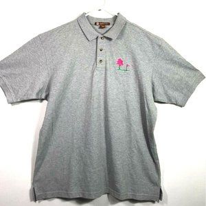 Harriton Mens Polo Shirt Gray Golf Cancer Green Short Sleeve Unisex Pink XL New